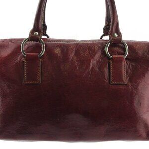 GUCCI handbags logo plate Bordeaux leather Authentic uesd T19204